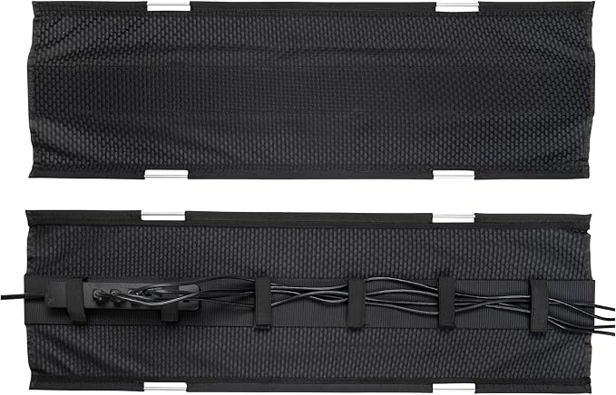 Perfect POSTURE Mesh Cable Organizer – Under Desk Cable Management with Adjustable Straps, Flexible Mesh, Easy-Access Design, & Standing Desk Compatible – 37.4” (Black)