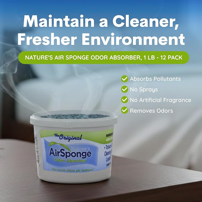 Nature's Air Sponge Odor Absorber, 1 Lb - 12 Pack, Set of 12 | Activated charcoal odor absorber: soap-based gel with charcoal for pollutant odor absorption, 12 pack for multiple rooms