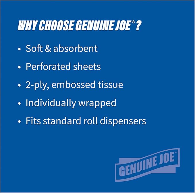 Genuine Joe Standard Bath Tissue, 4" x 4", 2-Ply, 550 Sheets/Roll, 80 Count
