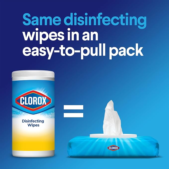 Clorox Disinfecting Cleaning Wipes Flex Pack, Bleach Free, Crisp Lemon, 75 Count (Pack of 2)