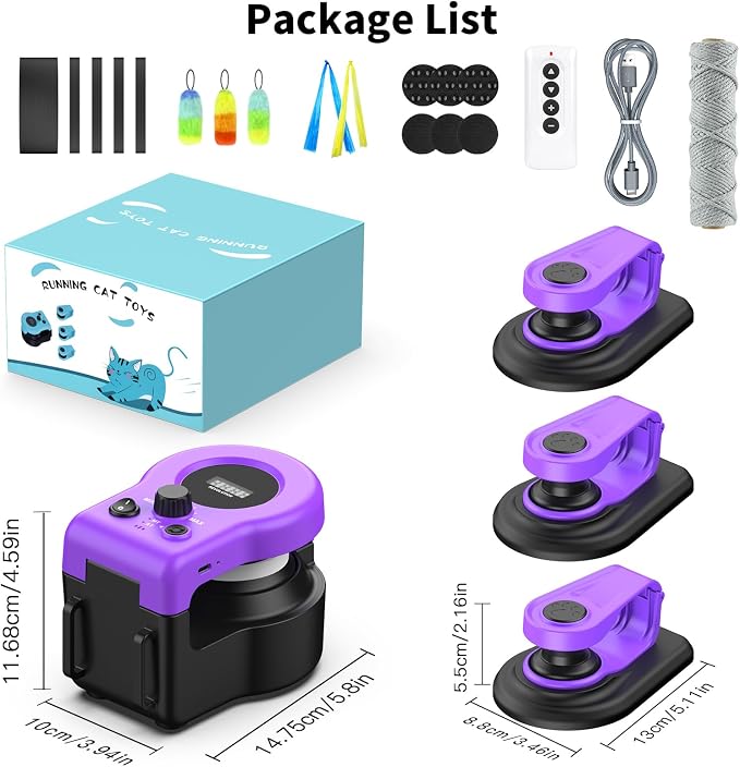 AsFrost Interactive Cat Toy for Indoor Cats Chase/Run/Hunt/Exercise-Purple | Self Play/Remote Control Funny Cat Toy, Gifts for Cat Lovers, Kitty's Weight Loss and Health