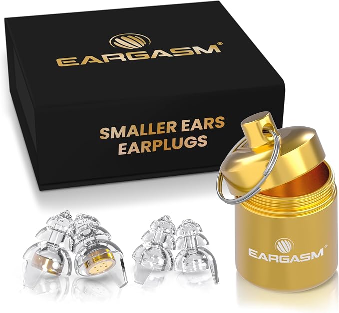 Eargasm Smaller Ears Gold Earplugs for Concerts, Festivals, Musicians, Night-Life, Motorcycle Hearing Protection - Reusable Ear Plugs for Small Ear Canals, High Fidelity Noise Reduction up to 21 dB