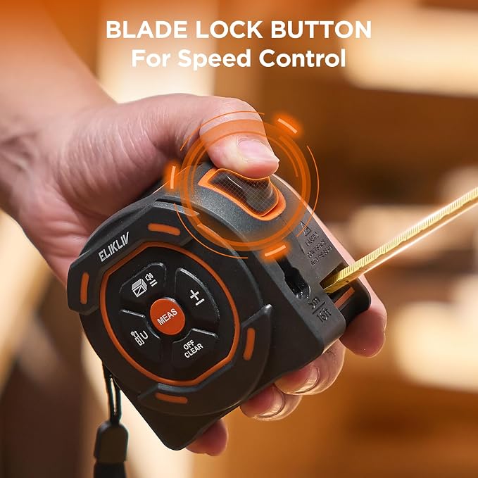 Laser Tape Measure 2-in-1, 197Ft Laser & 16Ft Digital Tape Measure | LCD Display, Pythagorean Mode, Area/Volume Calculation, USB-C Rechargeable, For Woodworking and Construction