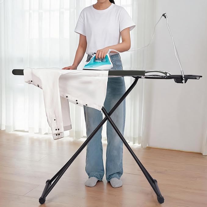 Extra Large Ironing Board with Hang Rail and Iron Rest 64" L x 20" W x 38" H (Large with Sliding Iron Rest)