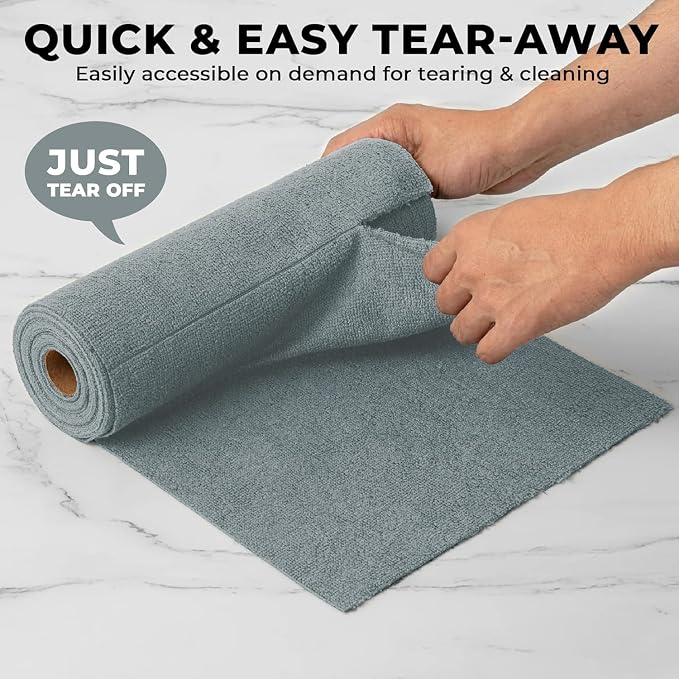 AS-Microfiber Cleaning Cloth Roll, 20Pcs Reusable Tear-Away Towels, 4000 Times Washable Ultra Absorbent Lint-Free Cleaning Cloths for Kitchen, Car, Garage & Home