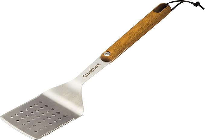 Cuisinart CGS-1100 (Spatula, Locking Tongs, Fork, Basting Brush) 4-Piece Grill Tool Set, Ash Wood Handle