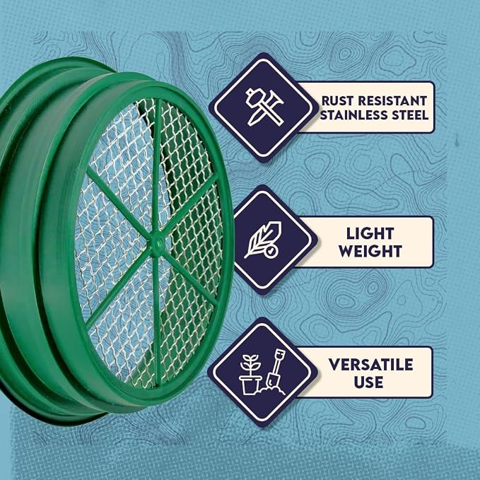 SE 13.25 Inch Wide Stackable Classifier Gold Prospecting Pan - 1/100 Inch Stainless Steel Mesh Sifting Pan, Green