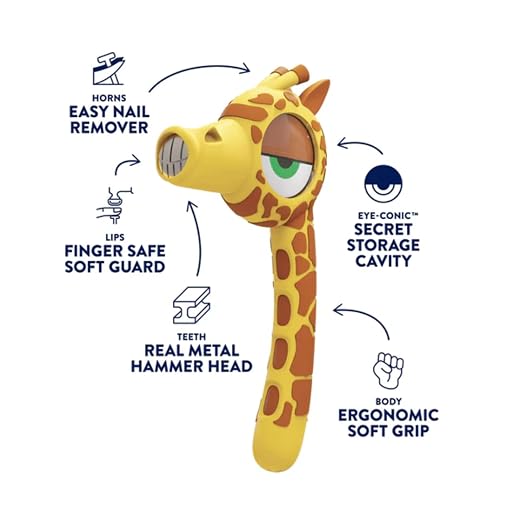 Handy Famm Kids Tape Measure 3 Piece Starter Tool Set – Real Giraffe Hammer, Bird Measuring Tape & Safety Glasses - STEM DIY Tools, Educational Gift for Boys & Girls Ages 5+