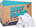 Arkwright T-Shirt Rags Bulk, 50 lb Box, Cotton Cleaning Towels, Low Lint Knit Wiping Cloths for Paint, Stain, Grease, Shop and Auto Use, Absorbent Machine Washable, White