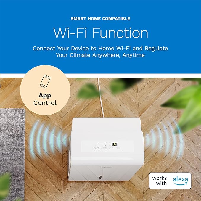hOmeLabs Dehumidifier 7,000 Sq Ft Wi-Fi (50 Pint MAX 120 Pint at 95°F, 90% RH) for Home, Office, Basements with Powerful Moisture Removal, Humidity Control, Auto Shut-off, Quiet Operation