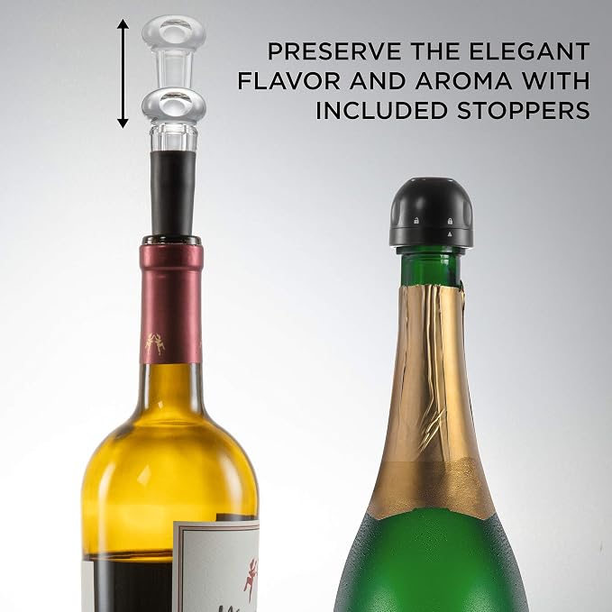 Ivation 9-Piece Wine Set | Electric Opener, Air Pump, Pourer with Aerator, Wine and Champagne Stoppers, Foil Cutter, and Stand.