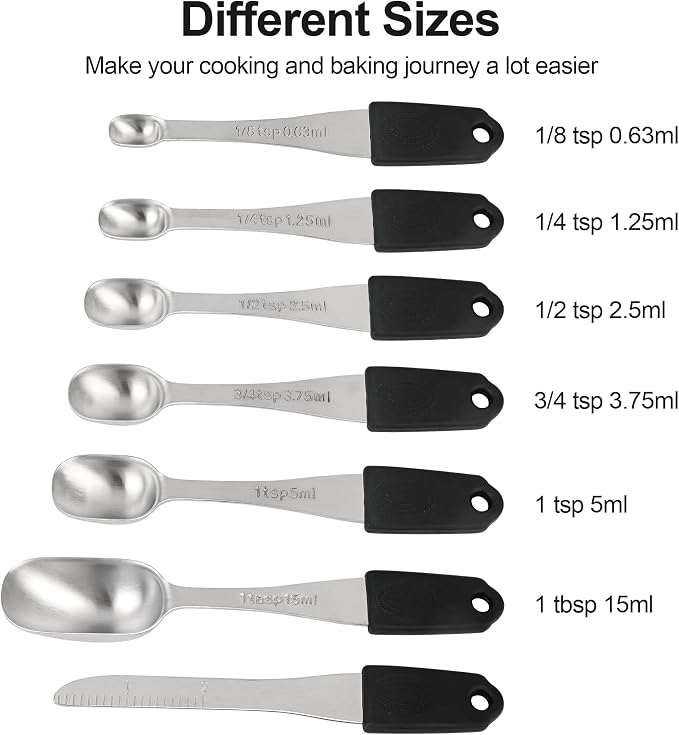 Magnetic Measuring Cups & Spoons Set 15, Stainless Steel Measuring Cups and Spoons Set, Heavy Duty Metal Measuring Cup & Spoon with Leveler & Measure Equivalents for Cooking & Baking