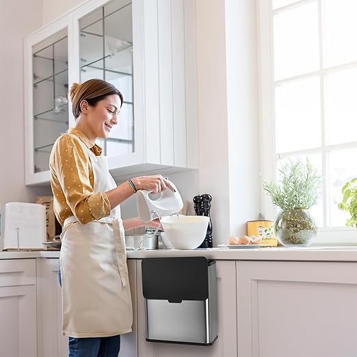 HOLDN’ STORAGE 6L Compost Bin Kitchen for Countertop, Hang-on Cabinet Door, Small Trash Can with Lid, Odor Control, Stainless Steel, Fingerprint-Resistant, for Bathroom, RV, Office