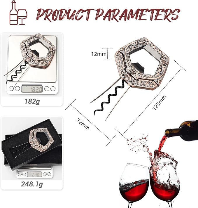 3 in 1 Ah So Wine Opener Two Prong Vintage Cork Remover Bronze | Opens vintage and fragile wine bottles effortlessly without breaking old corks Durable 3-in-1 zinc alloy design