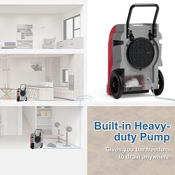 ALORAIR 190 Pints LGR Commercial Dehumidifier with Pump & Drain Hose, up to 2,600 Sq.Ft Industrial Dehumidifiers for Home, Water Damage Restore, Basements, Job Sites, 6 Years Limited Warranty