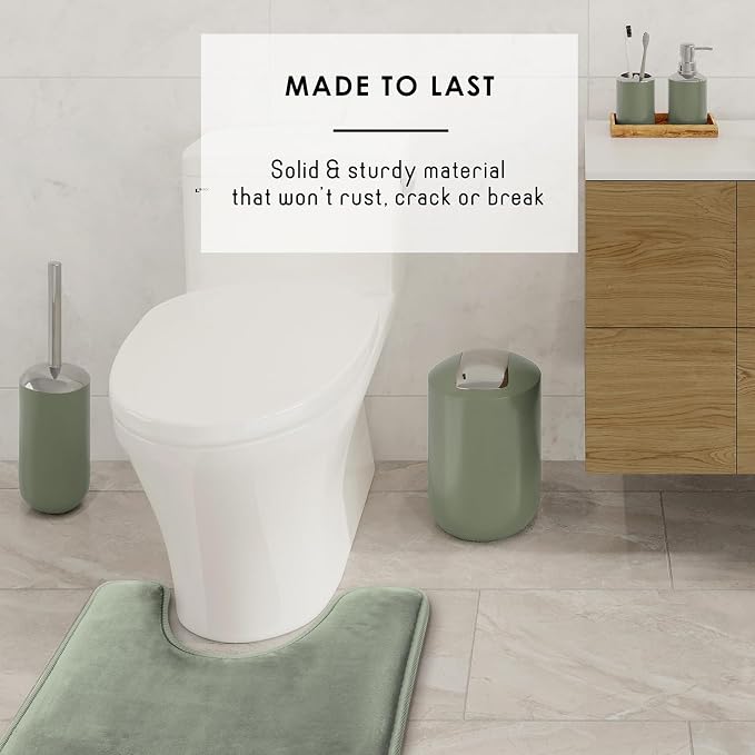 Clara Clark Bathroom Set - Sage Green Bathroom Accessories Set, Bathroom Sets with Shower Curtain and Rugs, 23PC Shower Curtain Set with Liner, Soap Dispenser, Soap Dish, and Toilet Brush Holder