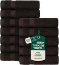 SALBAKOS 12-Piece 100% Turkish Cotton Washcloths and Face Towels, Chocolate | 13x13 in Standard Size Small Towel, Multi-use Bathroom & Kitchen, Thick Super Soft Absorbent Durable, Oeko-Tex Made in Turkey