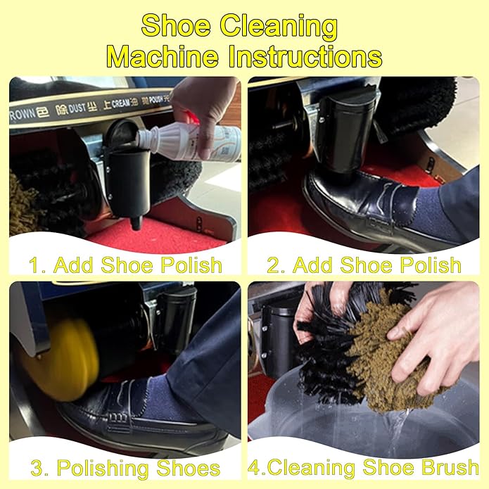 Sangeuhhlk Electric Shoe Buffer, Shoe Polisher Automatic Stainless Steel Dust Removal Polishing Clean Kit for Home Hotel Bank