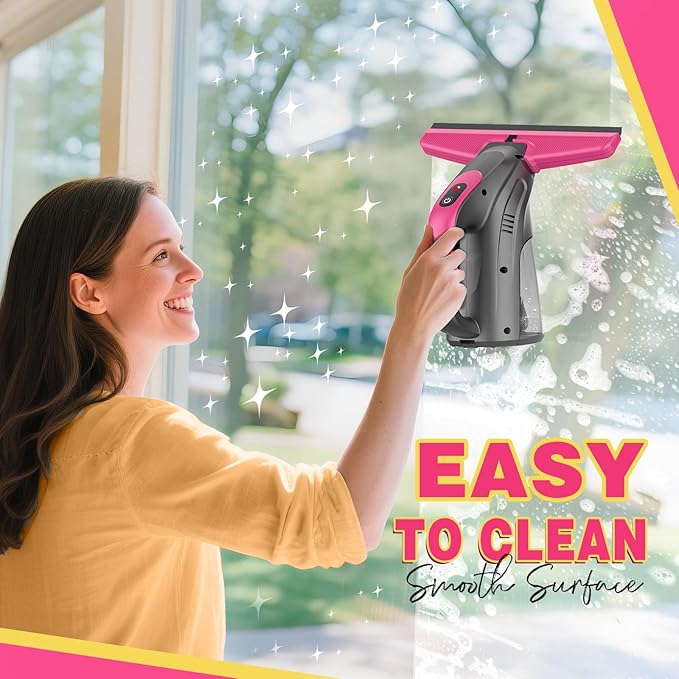 Window Vacuum Squeegee Cordless, 2000Pa Electric Window Vacuum Cleaner with Strong Suction, Lightweight Streak-Free Window Cleaner Tool for Windows, Shower Glass, Mirrors, Car Windshields