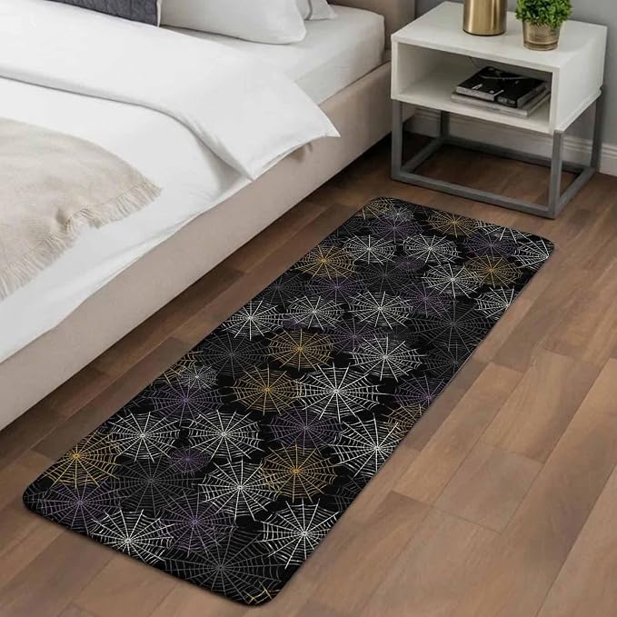 Black Halloween Bathroom Runner Rugs Non Slip Washable Absorbent Narrow Long Bath Mat Purple White Yellow Net Classic Black Runner Rugs for Kitchen Hallway Bedroom Laundry Study Room 31.5"x78.7"