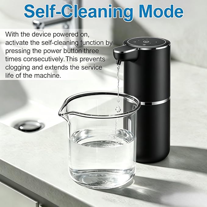 VZZNN 2 Pack Automatic Soap Dispensers,12.8oz/380ml USB Touchless Automatic Foaming Soap Dispenser,Rechargeabled Wall Mounted Smart Soap Dispenser for Bathroom Kitchen Dish Soap(Black)