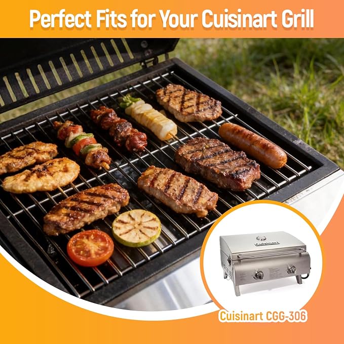 Grill Heat Plate Cooking Grate Replacement Set for Cuisinart CGG-306 | Flame Tamer & Grill Grate Fit for Nexgrill 820-0033 820-0015 820-0007, Megamaster 820-0033M