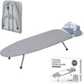 ZOES HOMEWARE Ironing Board, Small Iron Board with Iron Rest, Mini Tabletop Ironing Board with Heat-Reflective Cover and 100% Cotton 8mm Thicken Pad, 31.5"x11.8"x6.2", Silver
