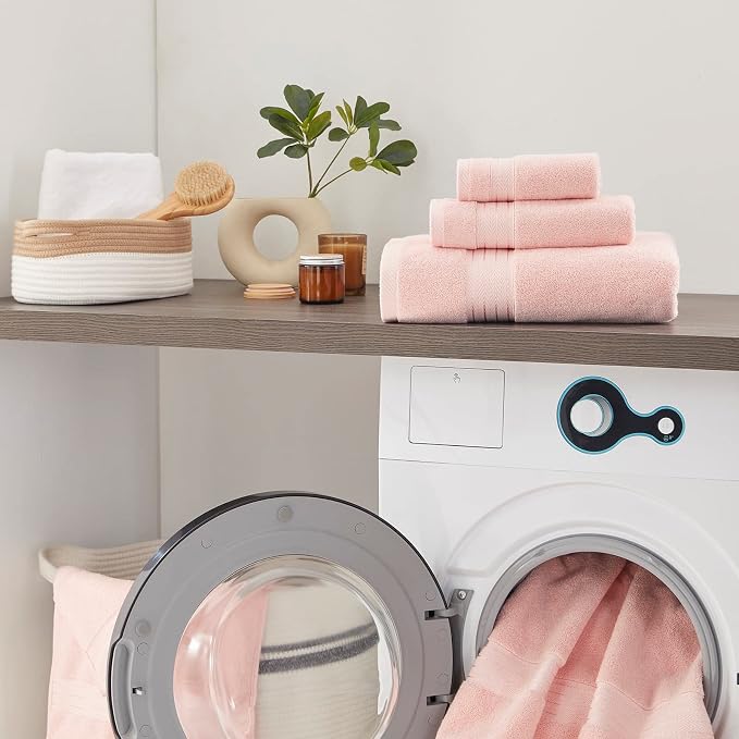 COZYART Luxury Bath Towel Set 3 PCS, Pink 100% Turkish Cotton 650 GSM | OEKO-Tex 100 Certified Zero Twist Ring Spun, Soft Absorbent Quick Dry, Plush Fluffy, Breathable Hotel Quality for Daily Use