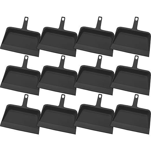 Genuine Joe GJO02406 Heavy-Duty Black Plastic Dust Pan, 12-inch (Pack of 12)