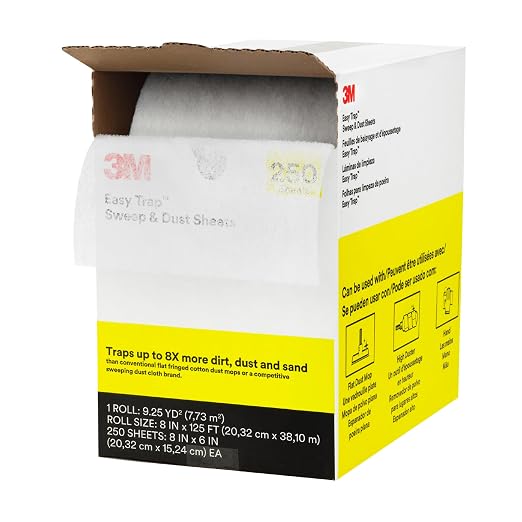 3M Easy Trap Sweep and Dust Sheets, 1 Roll of 60 8" x 6" Sheets, Disposable Easy Sweep Floor Duster, Picks Up 8x More Dirt, Dust, Sand, Hair, Works on Dry or Wet Surfaces, Hardwood Floors, 59152W
