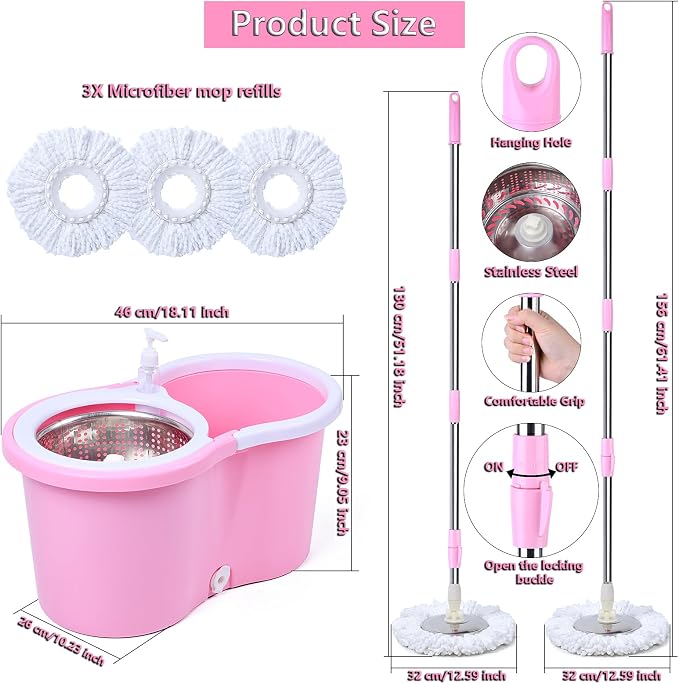 Mop and Bucket Set(Pink) | Cute Pink