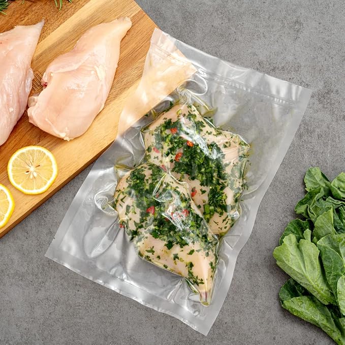 Restaurantware Fresh Hero 12 x 8 Inch Vacuum Sealer Bags 1000 Food Storage Bags - 3 mil Thick Microwavable Clear Plastic Sous Vide Bags Freezable For Storing Food Or Sous Vide Cooking