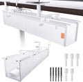 27" No Drill Under Desk Cable Management Tray (White) | Fire-Resistant Thickened Nylon Material, Clip-on Cord Organizer to Hide Power Strip, Heat Dissipation Mesh Design, for Office