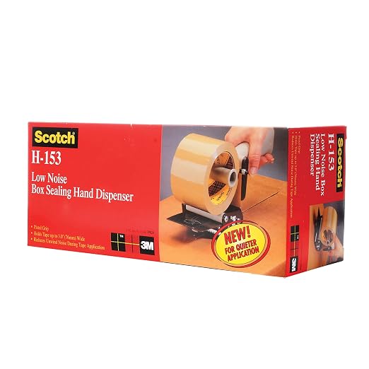 3M Scotch Low Noise Tape Dispenser H153 for Quiet or Recurrent Use, Pistol Grip Design, High-Impact Resistant, 3 in