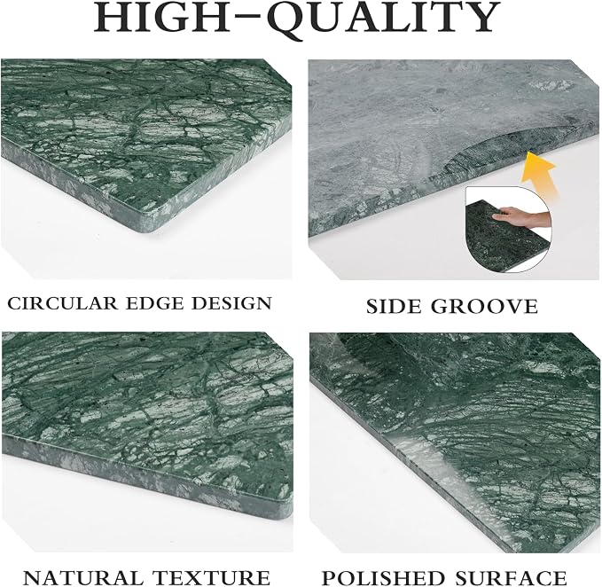 Marble Cutting Board for Kitchen 16×12 Inch green | Natural stone, 0.59" thick, non-slip feet, stay cool for dough/butter, ideal for pastry, cheese, charcuterie, pizza, bread