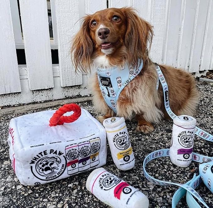 Haute Diggity Dog White Paw Grrriety Pack Activity House, Plush Designer Dog Toys with Interactive Squeaker, Stimulating Pet Enrichment, Machine-Washable & Safe Materials for All Breeds, One Size