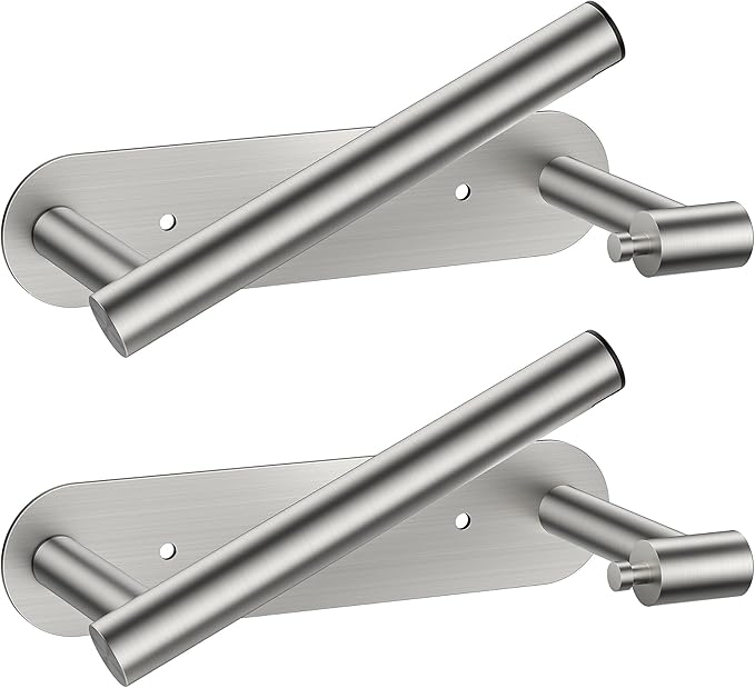 FORIOUS Toilet Paper Holder Wall Mount, Stainless Steel Rustproof Double Post Pivoting Tissue Roll Holder for Bathroom, Commercial Toilet Paper Dispenser (Stainless Steel, Modern Round 2 Pack)