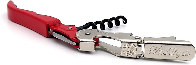 Pulltap's Genuine Classic 500 Waiter's Corkscrew – Double-Hinged Wine Key with Hinged Foil Cutter – Patented Design – Made in Spain – Red (Rojo)