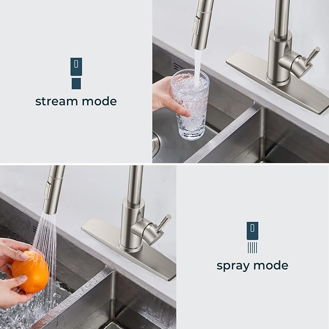 FORIOUS Kitchen Faucet and Water Filter Faucet Combo, Stainless Steel Traditional Sink Faucet with Drinking Water Faucet Fits Reverse Osmosis, Water Filtration System and Pot Filler, Brushed Nickel