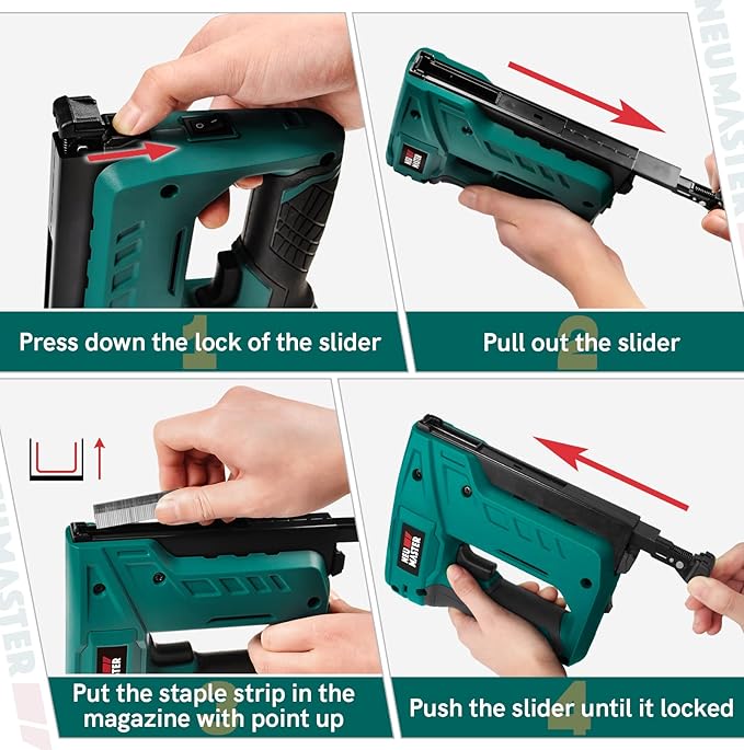 NEU MASTER Electric Staple Gun for Wood - Cordless Stapler Gun with T50 Staples, USB Charger, Heavy Duty Satple Gun for Upholstering, Crafts, DIY, Carpentry, Material Repair