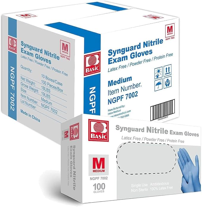 Dawn Professional Dishwashing Liquid Soap Detergent & Basic Medical Blue Nitrile Exam Gloves - Latex-Free & Powder-Free - NGPF-7002 (Case of 1,000), Medium