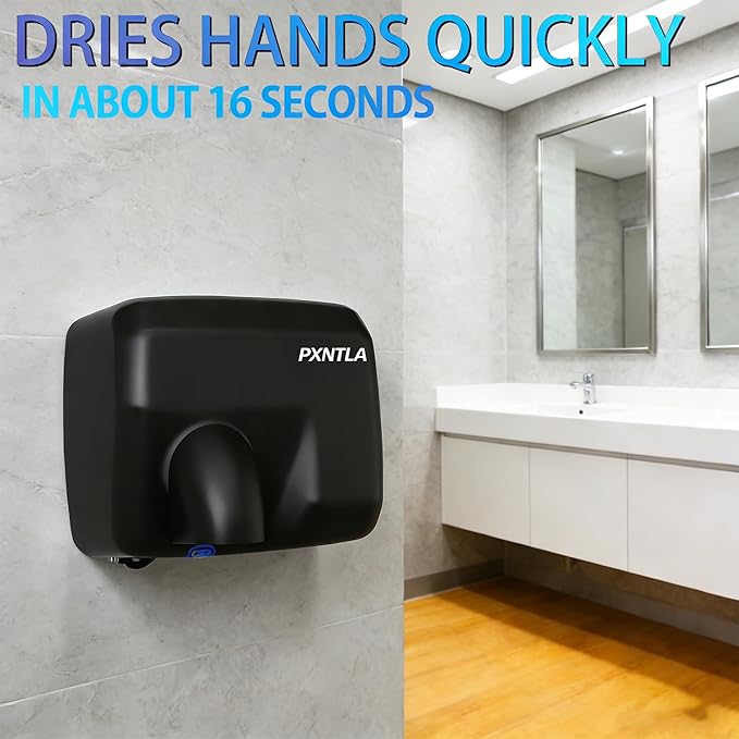 Stainless Steel Hand Dryer, 16 Seconds Fast Dry Hands, 100-130V, 180° Rotatable Air Nozzle, Hand Dryer for Home Bathroom, IPX1 Waterproof & 60s Overheat Protection