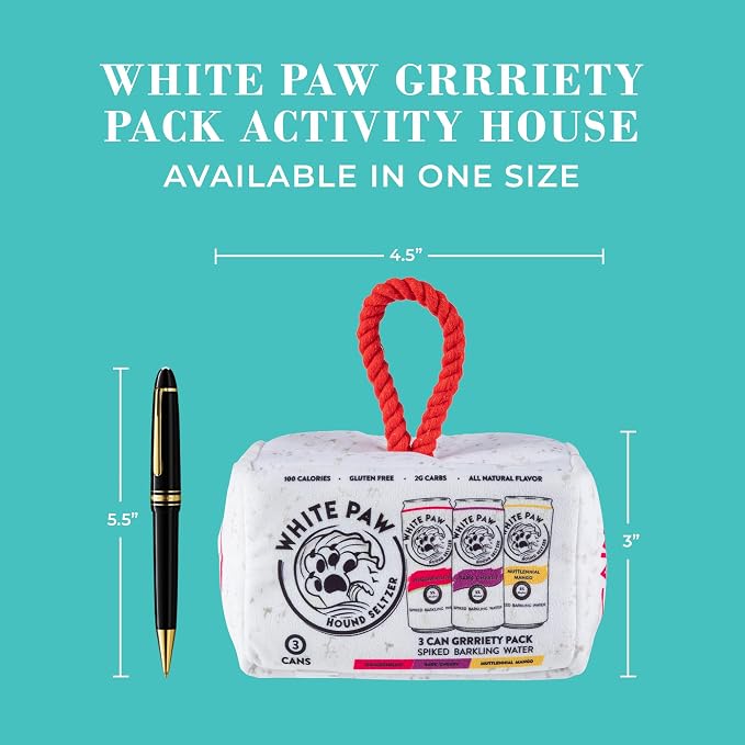 Haute Diggity Dog White Paw Grrriety Pack Activity House, Plush Designer Dog Toys with Interactive Squeaker, Stimulating Pet Enrichment, Machine-Washable & Safe Materials for All Breeds, One Size