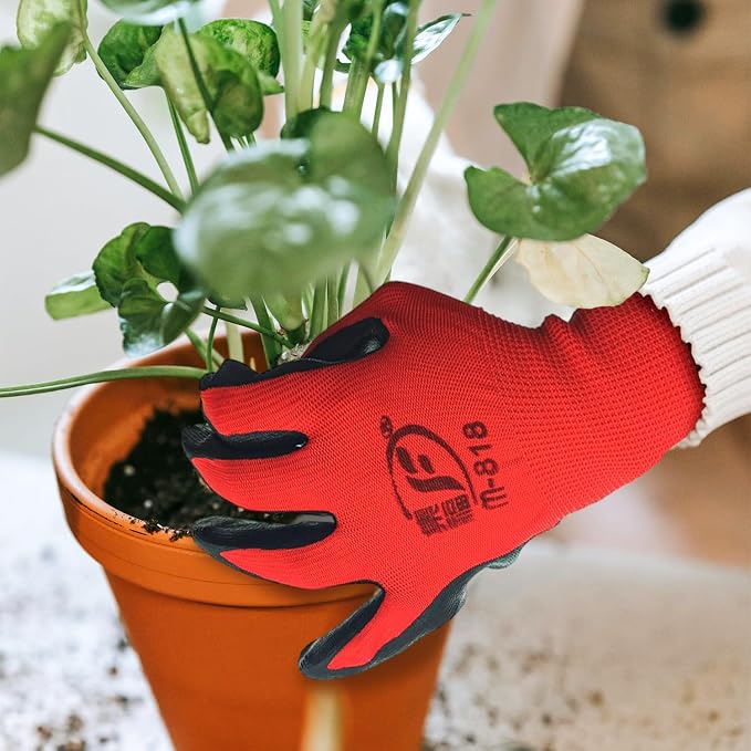WHEATHUSK 120 Pairs Gardening Work Gloves Bulk for Men Women, Breathable Nitrile Rubber Coated Garden Gloves Dipped Gripping Outdoor Working Gloves for Construction, Gardening, 9.1 Inch