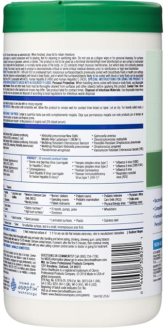 Clorox Healthcare Hydrogen Peroxide Cleaner Disinfectant Wipes, 6.75" x 9", 95 Count (Package May Vary)