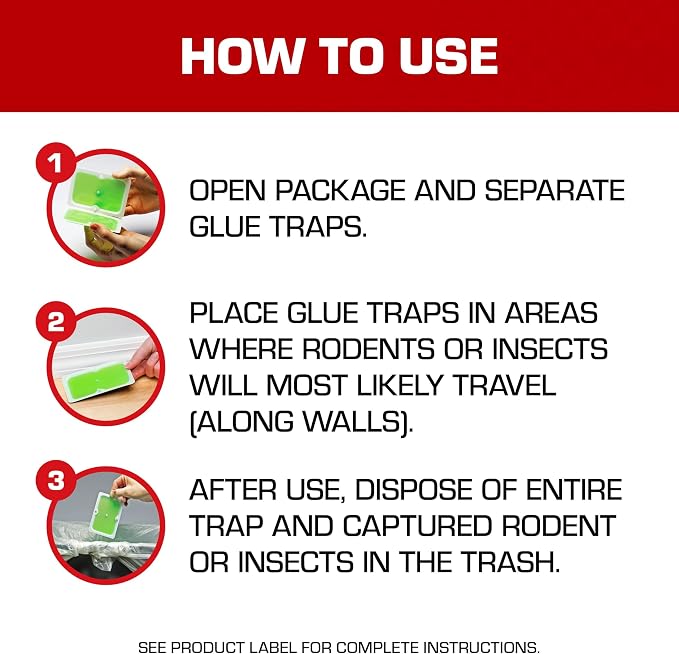 Tomcat Super Hold Glue Traps Mouse Size, 4 Traps | For Mice, Cockroaches, Spiders, and Scorpions, Ready-To-Use
