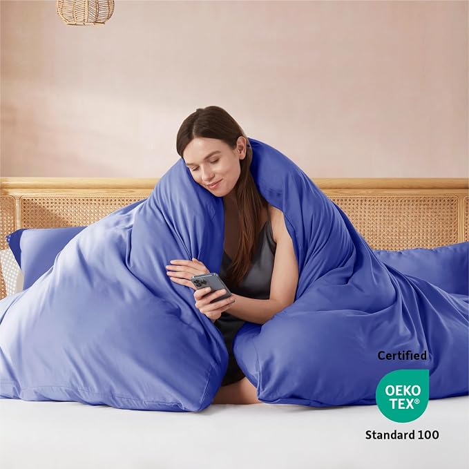 Nestl Royal Blue Duvet Cover Full Size - Soft Double Brushed Full Size Duvet Cover Set, 3 Piece, with Button Closure, 1 Duvet Cover 80x90 inches and 2 Pillow Shams