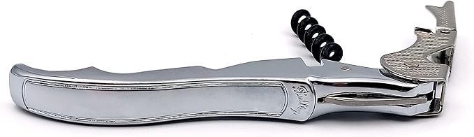 Pulltap's Genuine Classic 100 Waiter's Corkscrew – Double-Hinged Wine Key with Hinged Foil Cutter – Patented Design – Made in Spain – Cromado - Chrome
