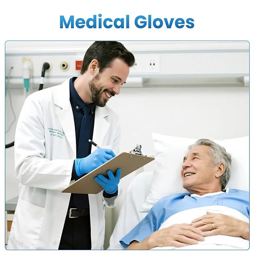 Borje Nitrile Exam Gloves Medium, 100 Count Disposable Gloves, Blue | Latex-Free Powder-Free, Food Safe, Cooking, Cleaning