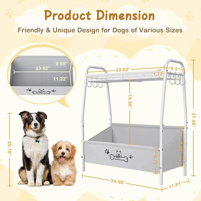 Lomivra Large Dog Toy Basket (23.6"x11.2"x9.7"), Dogs Toy Bin with Storage Organizer, Trapezoid Toy Box for Dog Stuff Accessories, Pet Toy Storage Holder Chest for Cat Dogs Essential Supplies